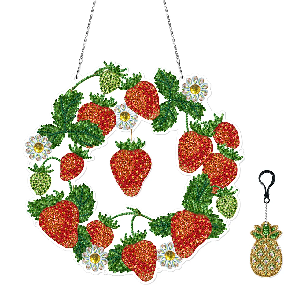 DIY Diamond Painting Hanging Christmas Wreath - Strawberry