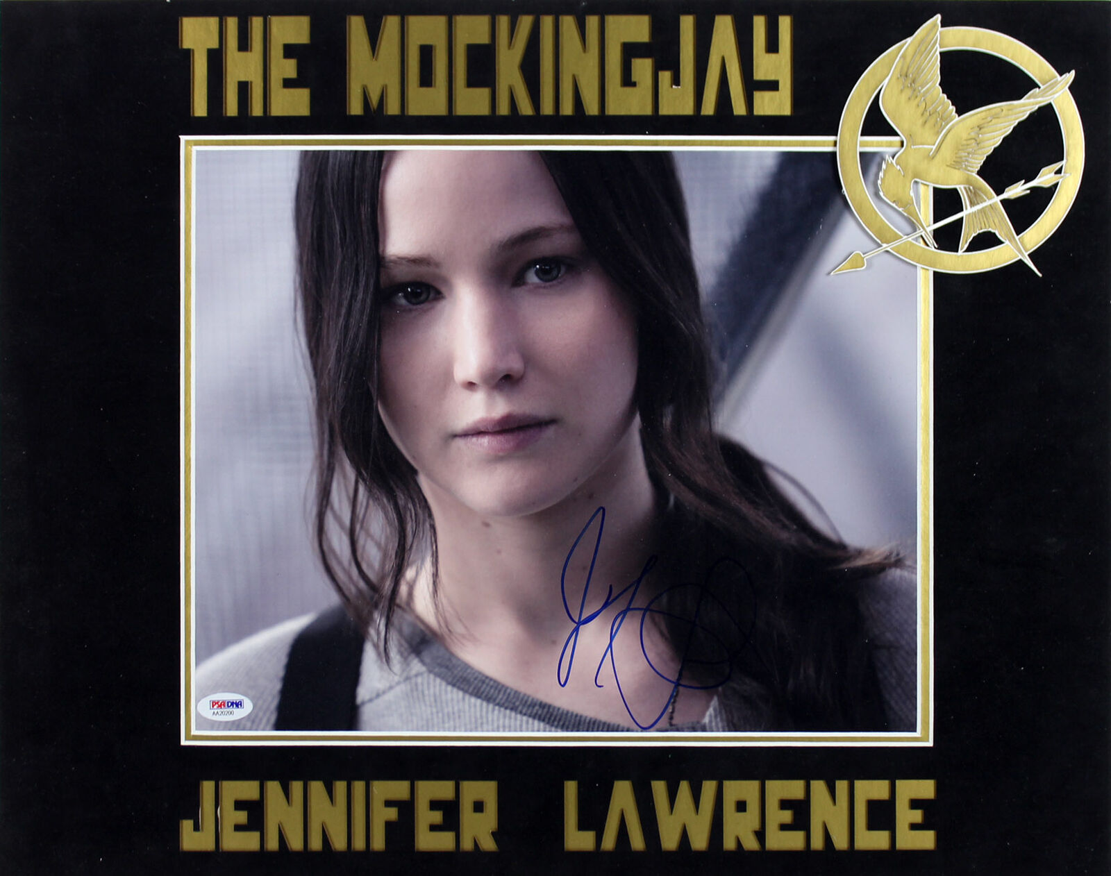 Jennifer Lawrence Hunger Games Mockingjay Signed Matted 11X14 Photo Poster painting PSA #AA20200