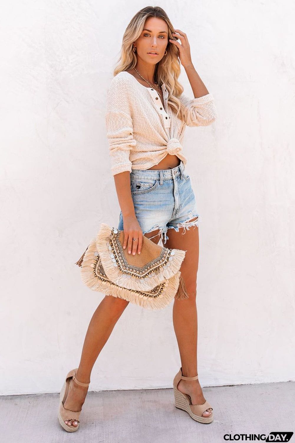 Cotton Knit Grommet Top