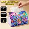 (24cm)Diamond Art Tissue Box Cover DIY PU Desktop Organizer Large(Flower)