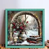 Winter Window Scenery-14CT Stamped Cross Stitch 50*50cm/19.69*19.69in tapestrymarket
