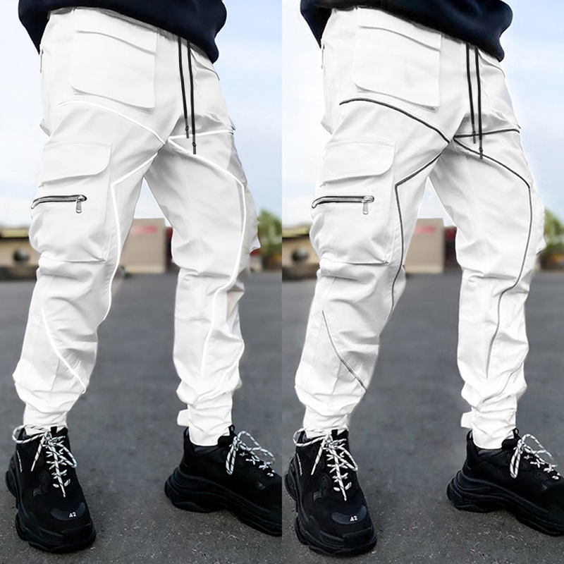 Men's Casual Trousers Korean Version of The Large Size Tide Multi-pocket Work Trousers Trend Printing Sports Trousers