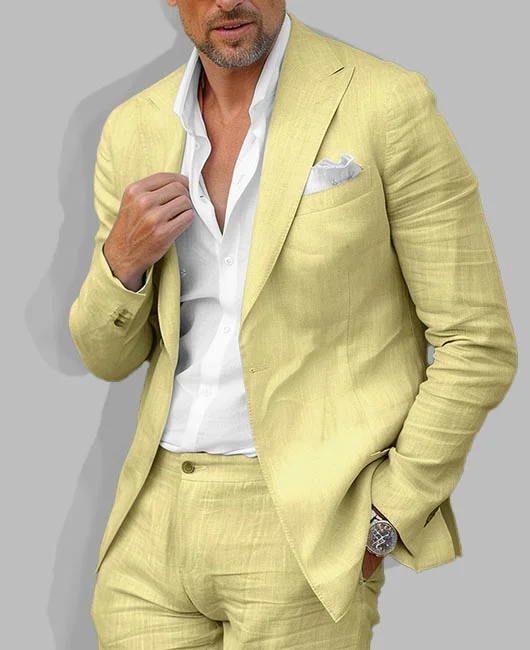 Casual Linen Lapel Collar Long Sleeve Blazer 