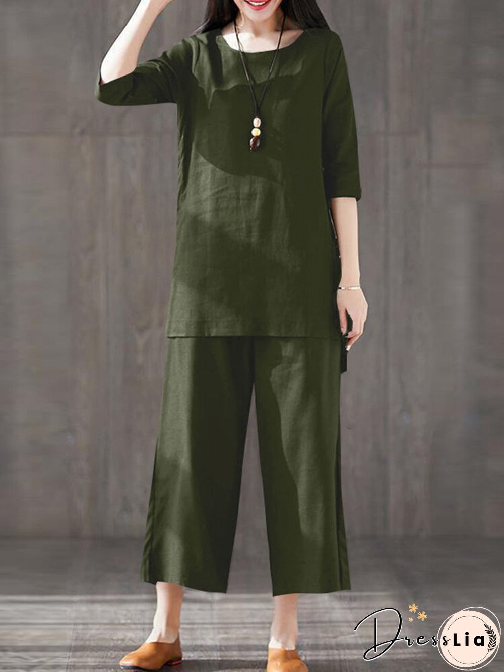Solid Pocket High-low Slit Straight Leg Two Pieces Suit