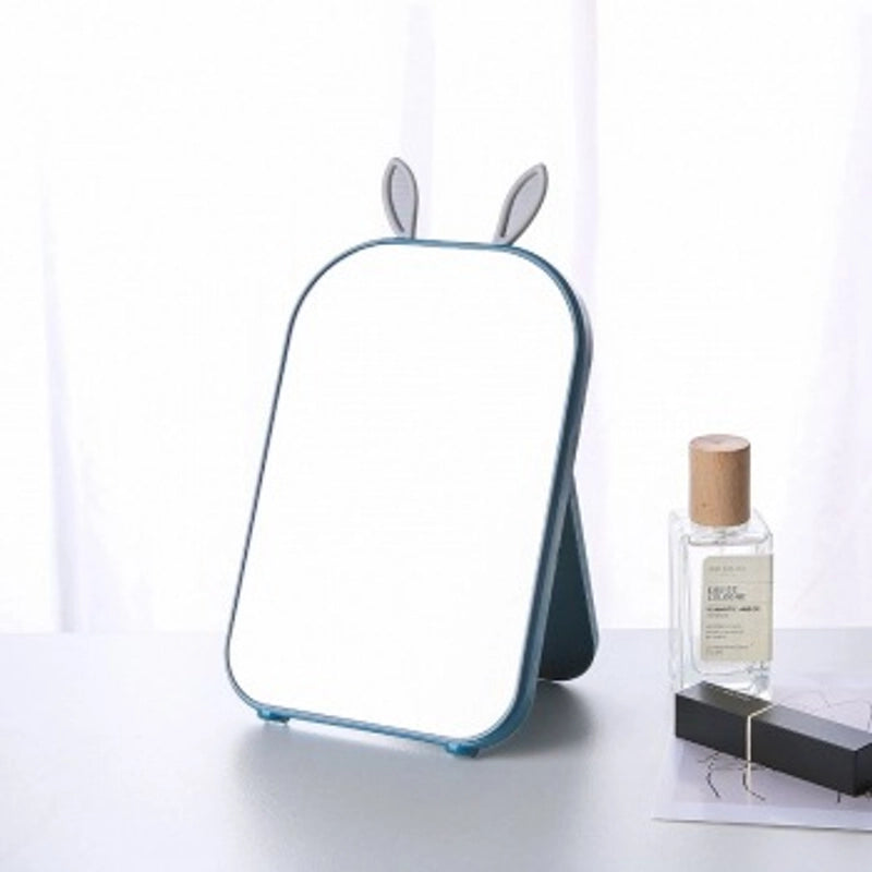 Desktop Makeup Mirror Rabbit Ear Dressing Mirror Portable Folding Desktop Princess Mirror Rectangular Mirror Simple Fashion Mirror