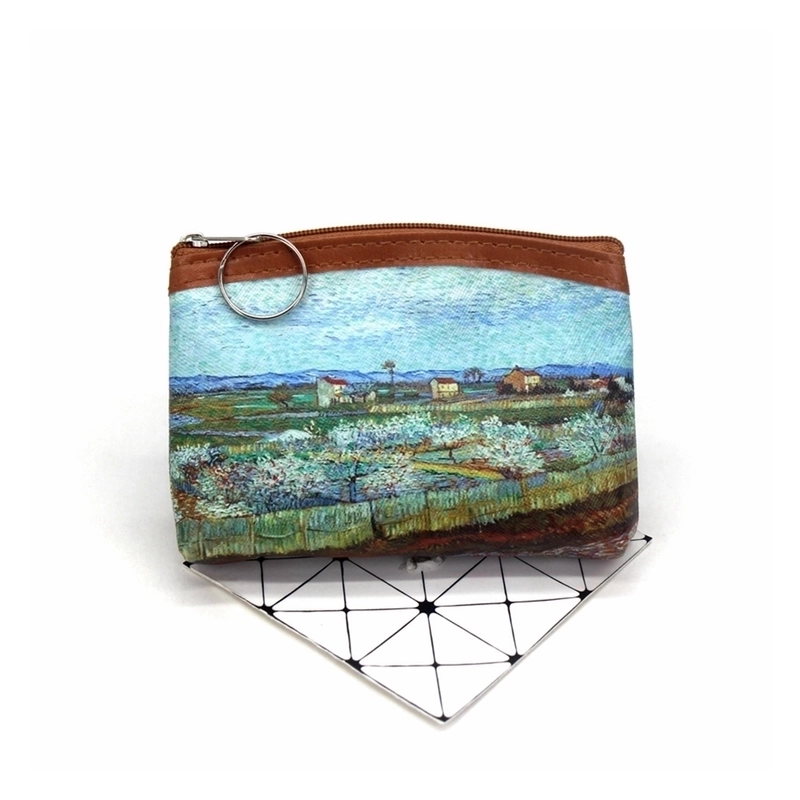 Women’s Oil Painting Pu Leather Zipper Coin Purses