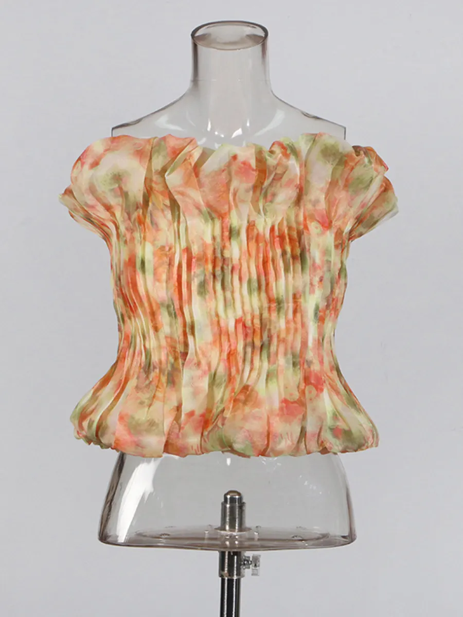 Brownm Sweet Wind Top 2025 Spring New Fresh And Comfortable Casual Fashion With A Word Shoulder Wood Ear To Wipe The Breast