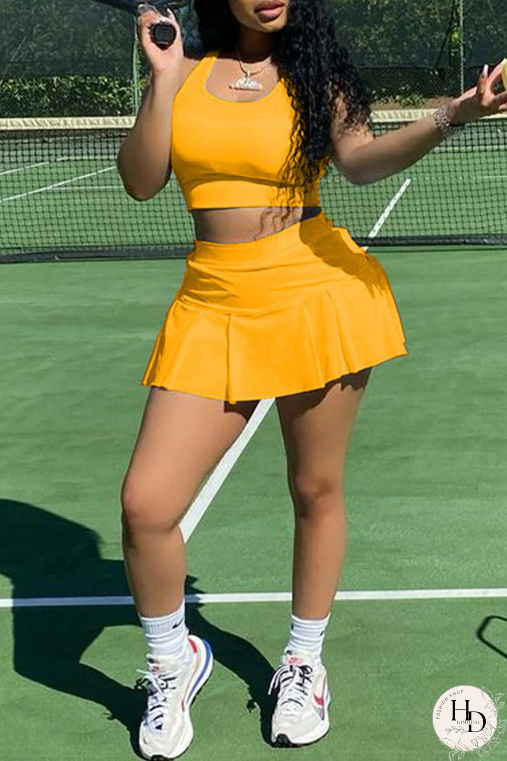 Red Casual Sportswear Solid Basic U Neck Sleeveless Two Pieces