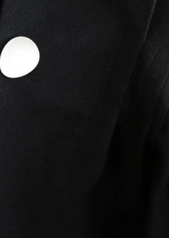 Loose black wool Blouse v neck short asymmetric shirt