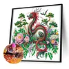 >SALE<5D DIY Partial Special Shaped Drill Diamond Painting Kit Floral Dragon 30x30cm