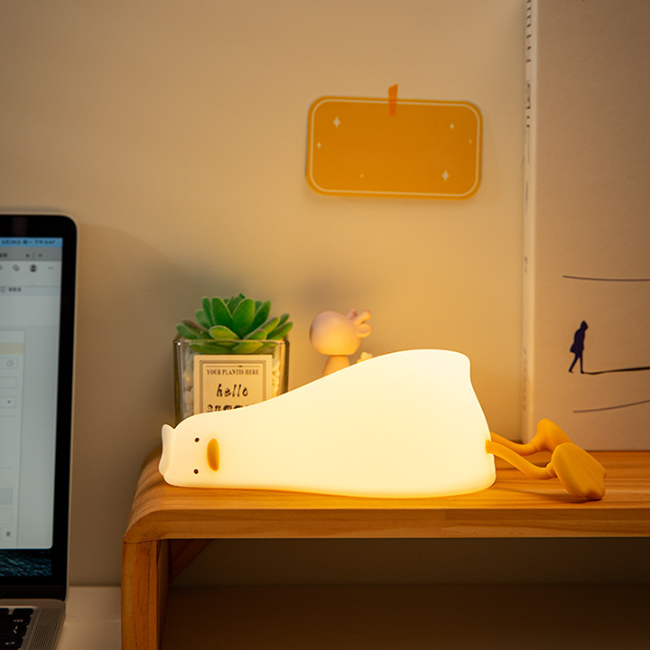 Lovely Lying Duck Silicone Night Light - Touch Dimmable Rechargeable Fun Decor Lamp  - Appledas