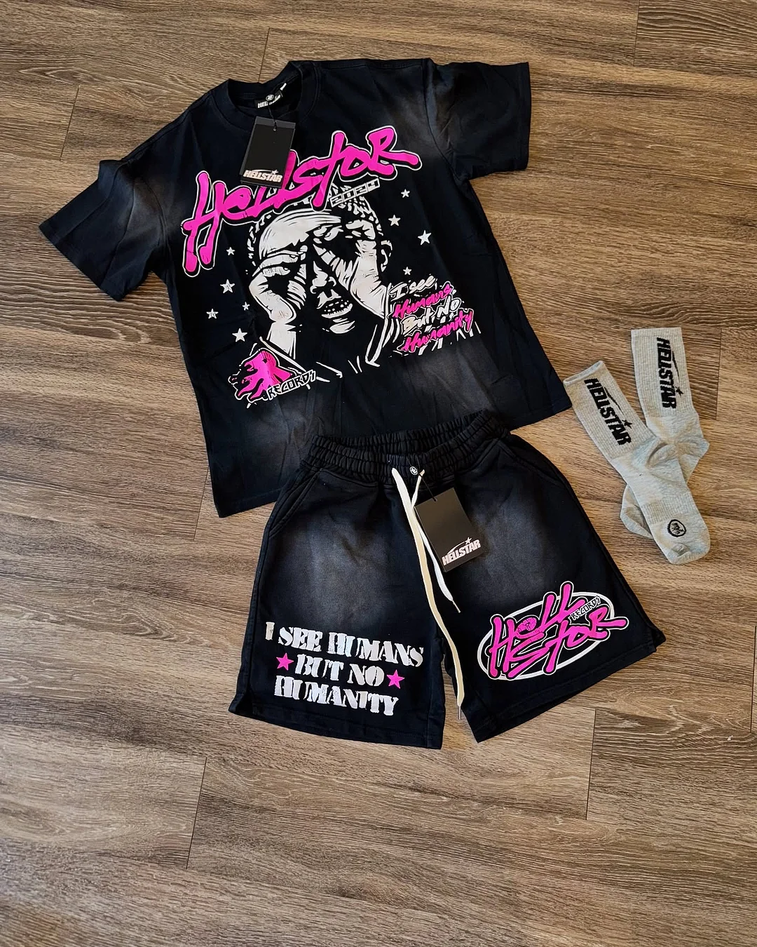 New HellStar2 T-shirt Shorts Two-Piece Set