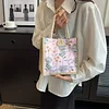 Flower Cotton Linen Picnic Lunch Shopping Handbag