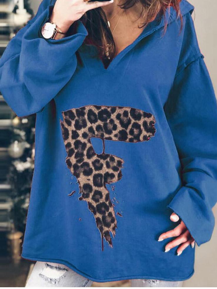 Women Long Sleeve V-neck Hooded Sweatershirts Top