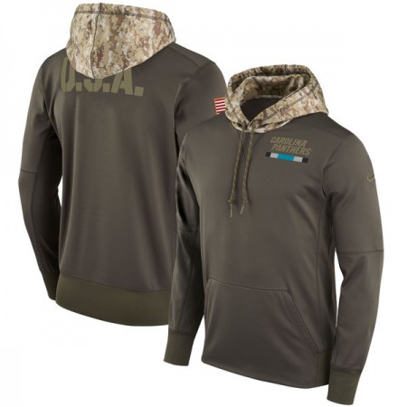 Men's Carolina Panthers  Olive Salute to Service Sideline Therma Pullover Hoodie