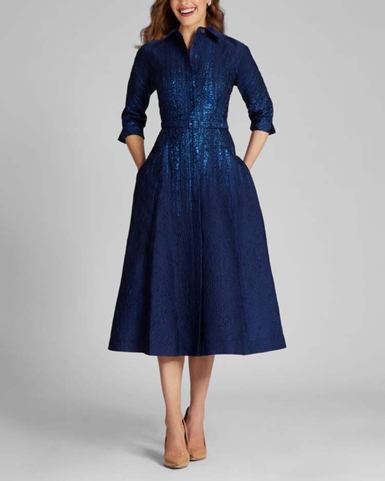 elegant denim shirt midi dress