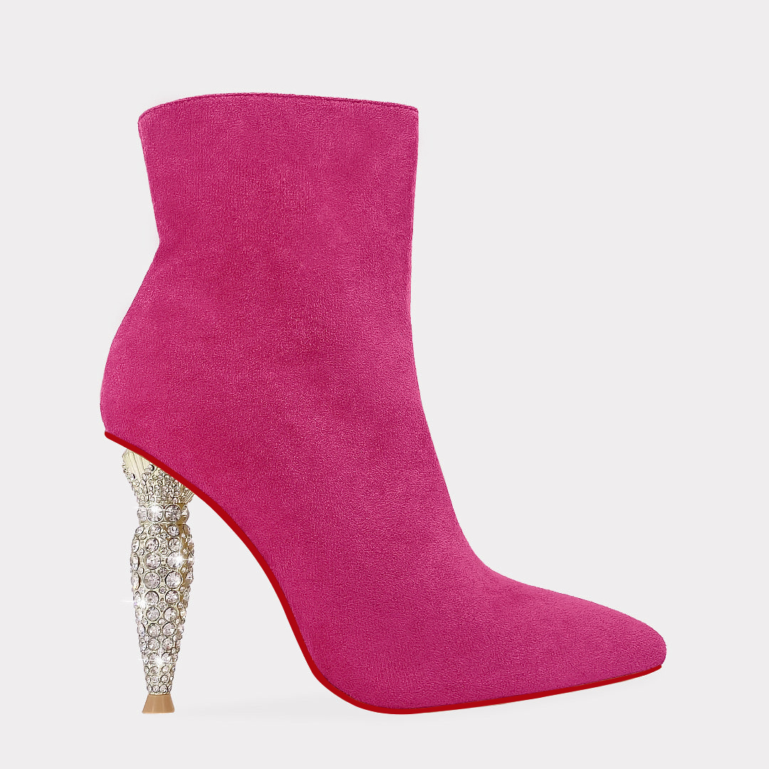 100mm Women's Pointed Toe Suede Ankle Boots Lipstick Tube Heels-vocosishoes