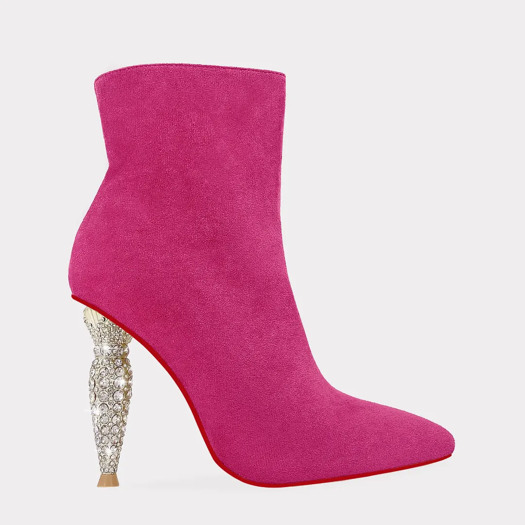 100mm Women's Pointed Toe Suede Ankle Boots Lipstick Tube Heels-vocosishoes