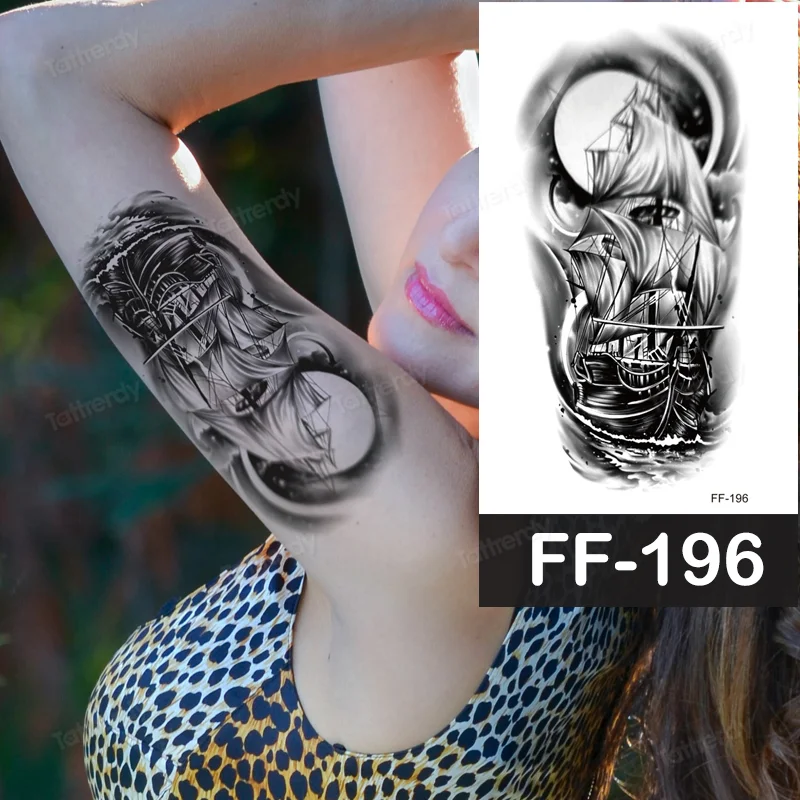 Sdrawing Animal Temporary Tattoo Sticker Black Lion King Wolf Tiger Men Body Art Painting Tattoo Fake Water Transfer Sexy Women