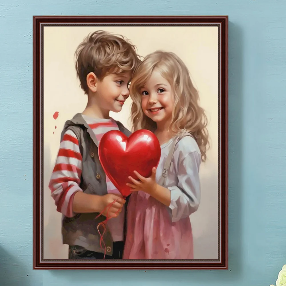 Diamond Painting - Full Round Drill - Kid Sweet Couple(Canvas|30*40cm)