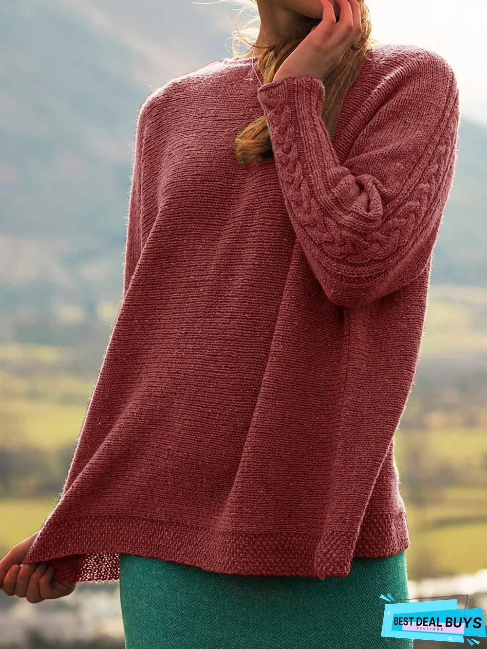 Crew Neck Knitted Sweaters Plus Size Pullovers Jumpers