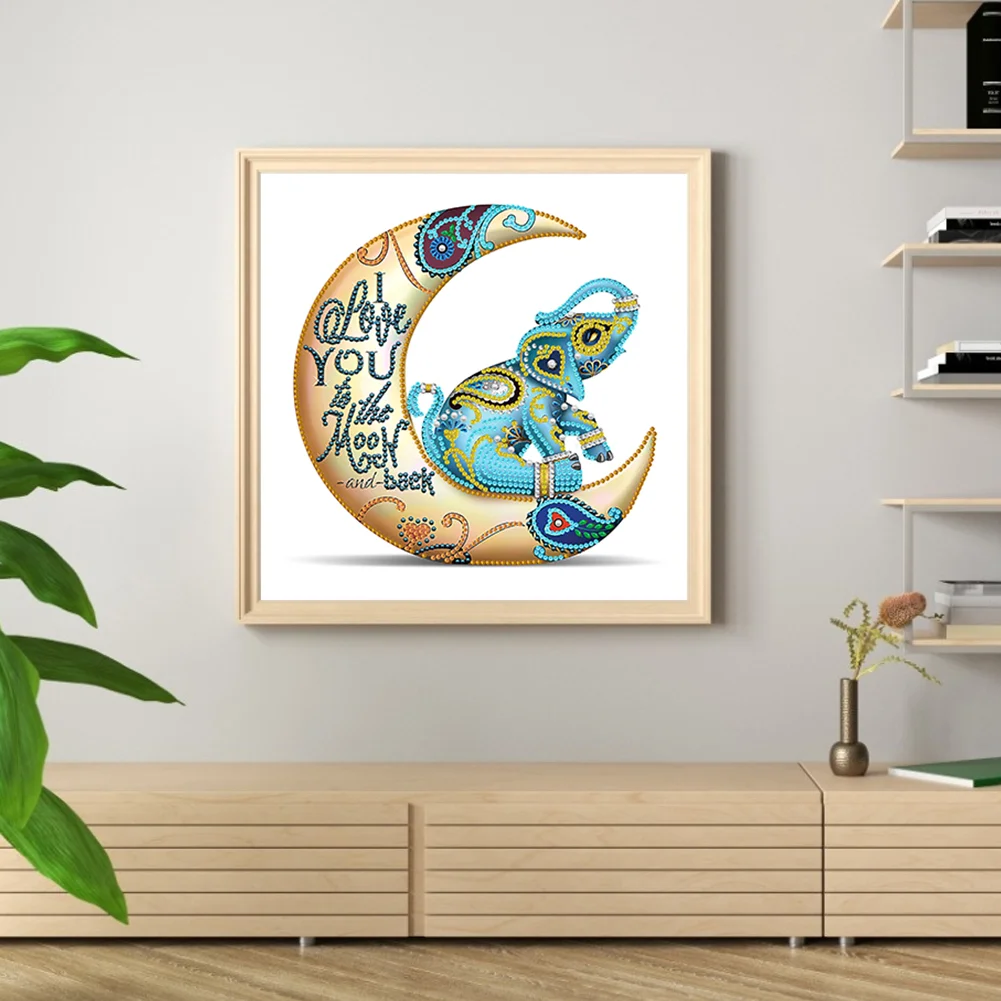 Diamond Painting - Partial Special Shaped Drill - Moon Elephant(30*30cm)