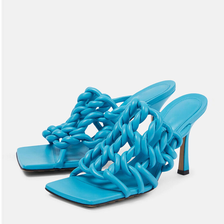 GOOSHOE High-heeled Woven Walking Sandals Slippers Women