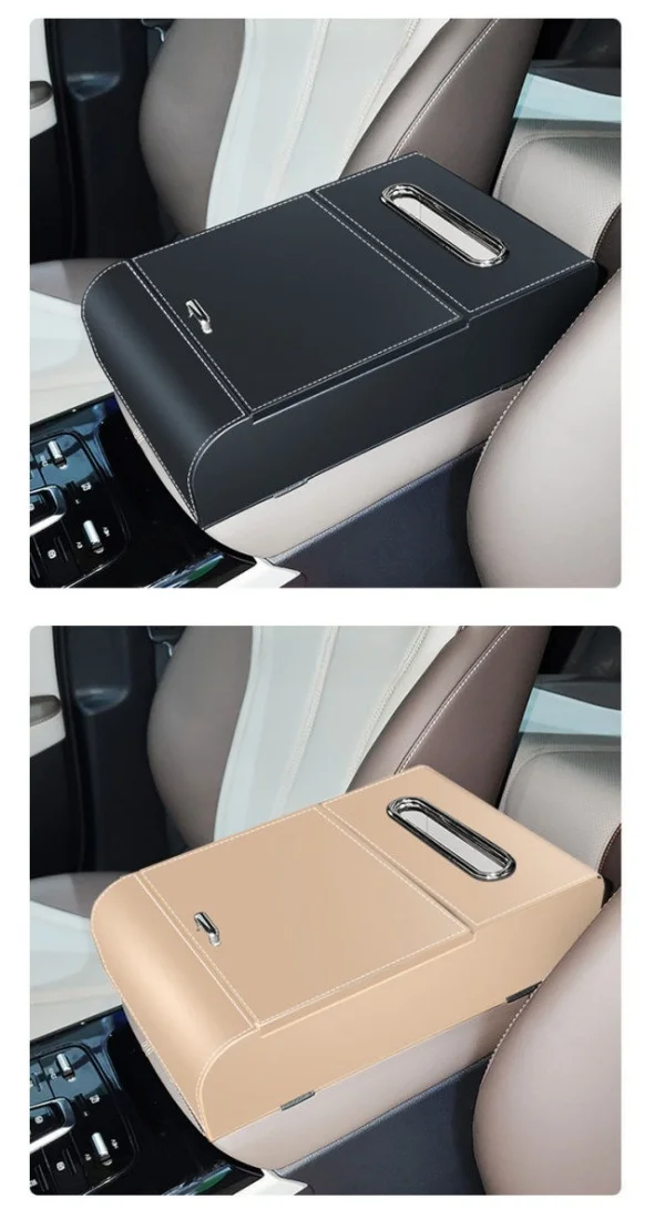 Multifunctional Leather Armrest Cover Storage Box