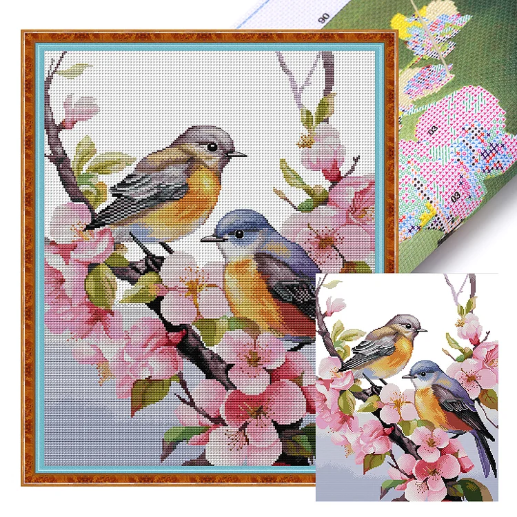 Joy Sunday-Two Little Birds 4 (43*51cm) 14CT Stamped Cross Stitch gbfke