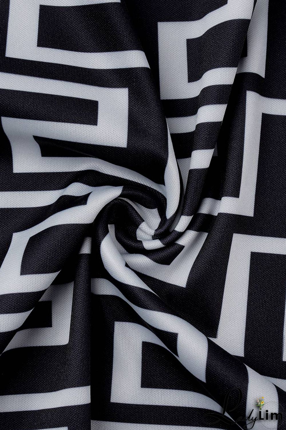 Black White Fashion Casual Print Patchwork V Neck Long Sleeve Dresses