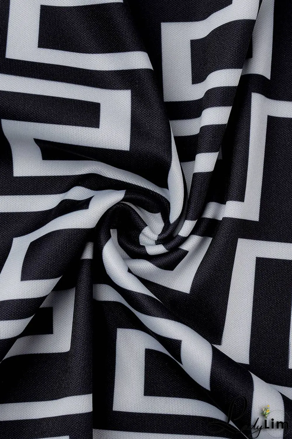 Black White Fashion Casual Print Patchwork V Neck Long Sleeve Dresses