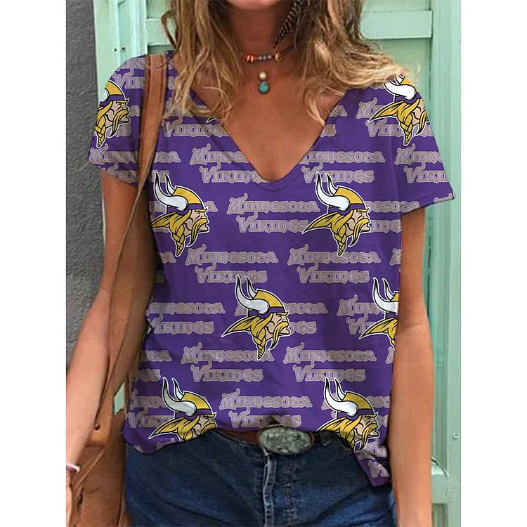 Minnesota Vikings Lightweight Short Sleeve V-Neck T-Shirt