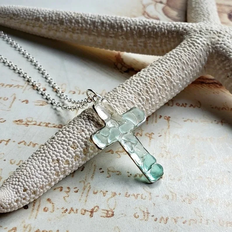 Sea Glass Cross Necklace