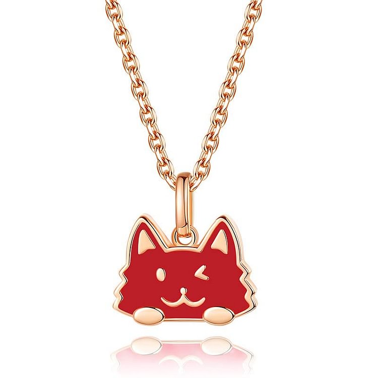 Cartoon Kitty Pendant 925 Sterling Silver Necklace - Modakawa modakawa