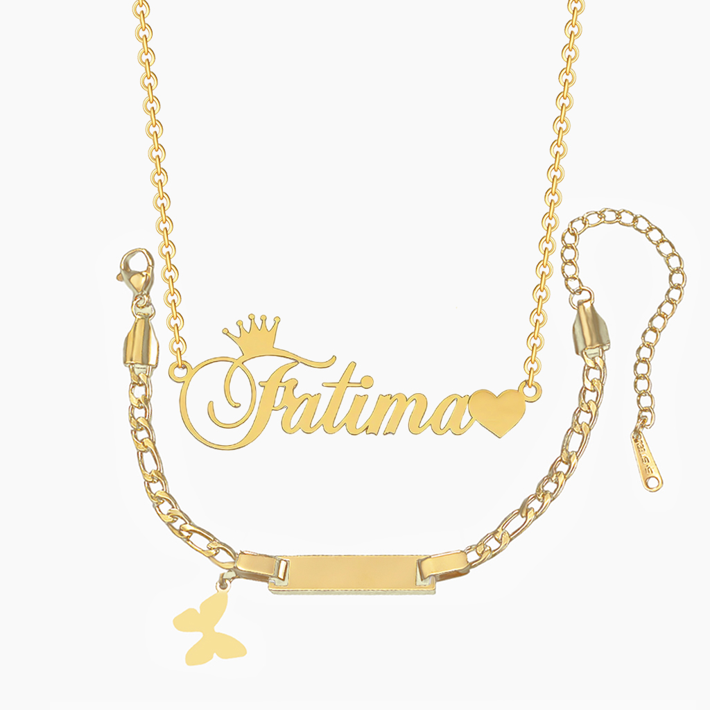 Customized Nameplate Necklace and Bracelet Set