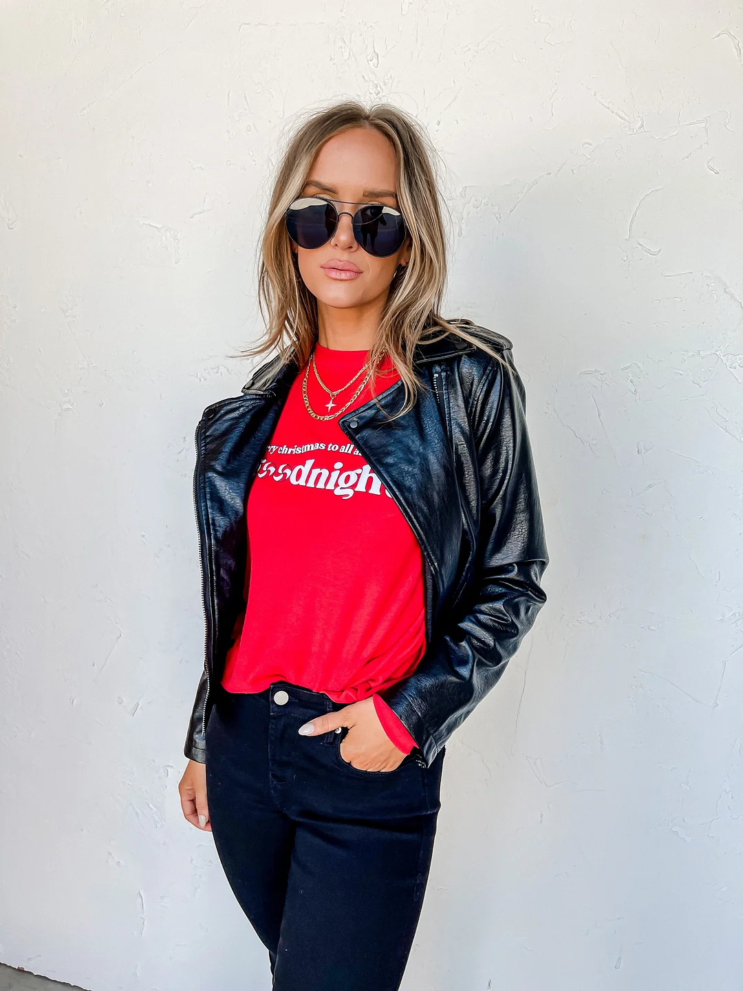 Capture This Vegan Leather Biker Jacket-Black