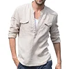 Gioiacombo&trade; Camicia a maniche lunghe con scollo tondo e tasca con bottoni