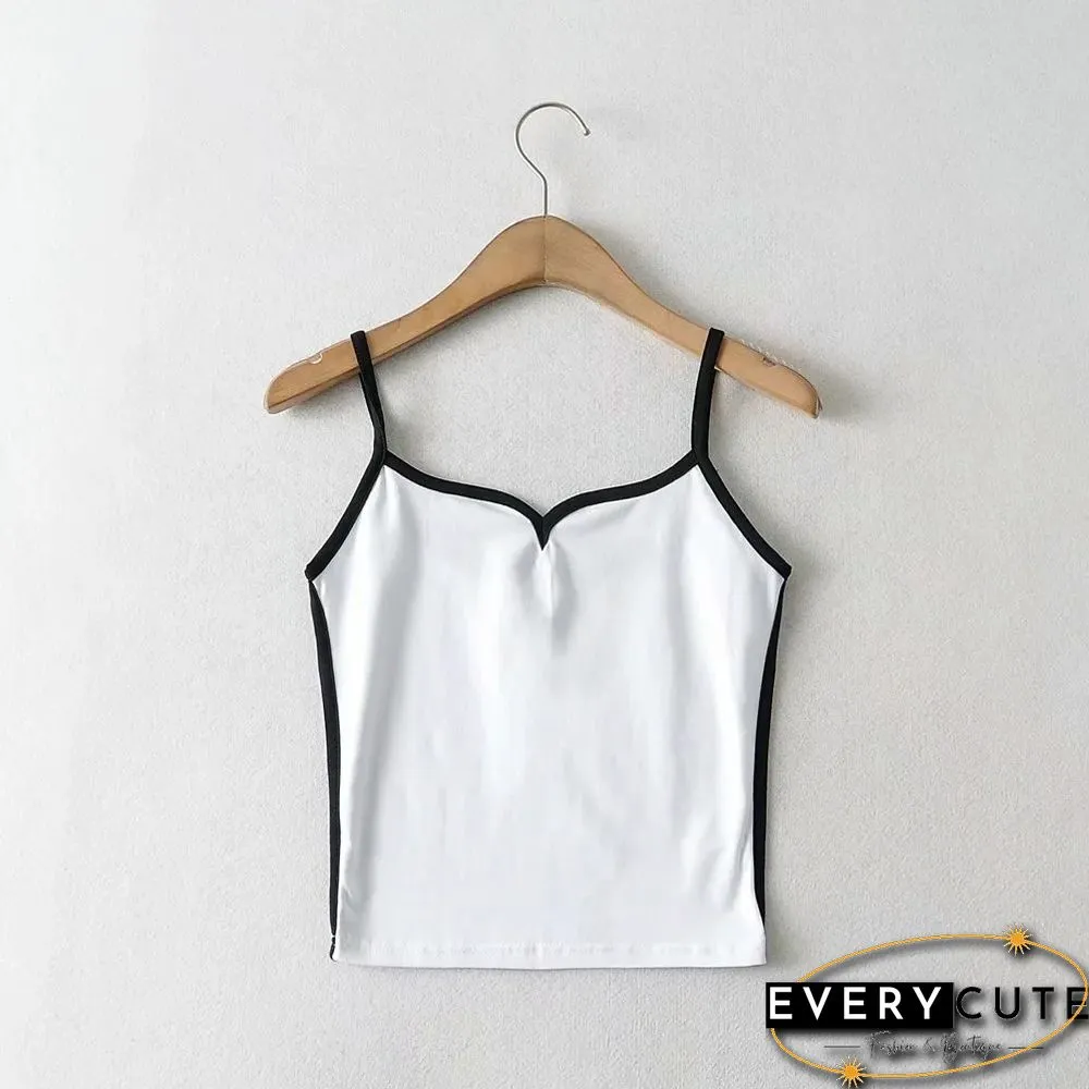 Black Crop Top-Summer Sexy Tops for Women-Spaghetti Strap Casual Necklace Camis Knit