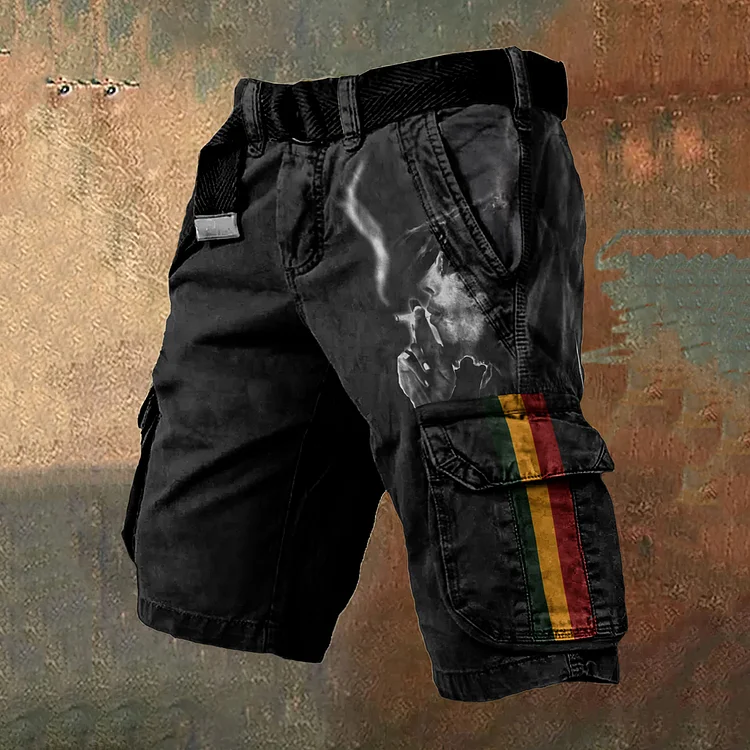 Comstylish Men's The Father Of Reggae Music Bob Marley Art Cargo Shorts