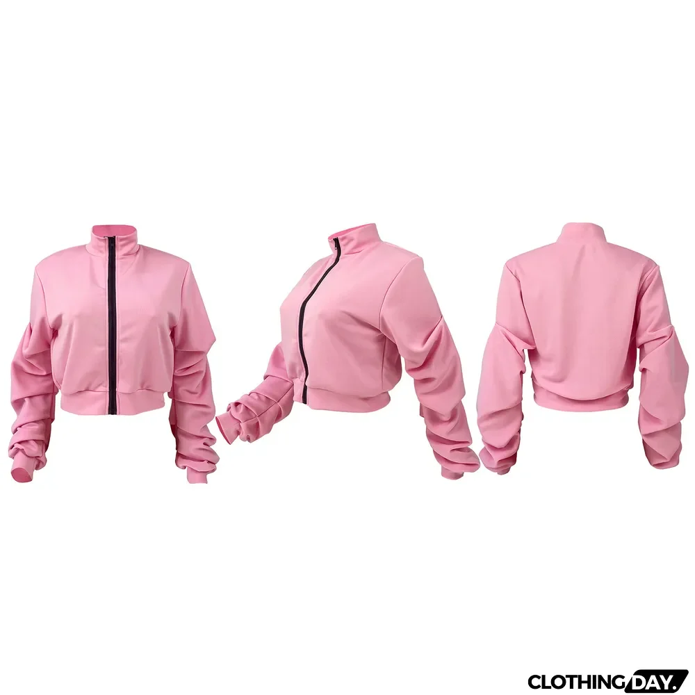 Casual Pile Sleeve Zipper Cardigan Coat