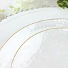 10 Pack | Clear Hammered 9" Round Plastic Dinner Plates With Gold Rim, Disposable Party Plates