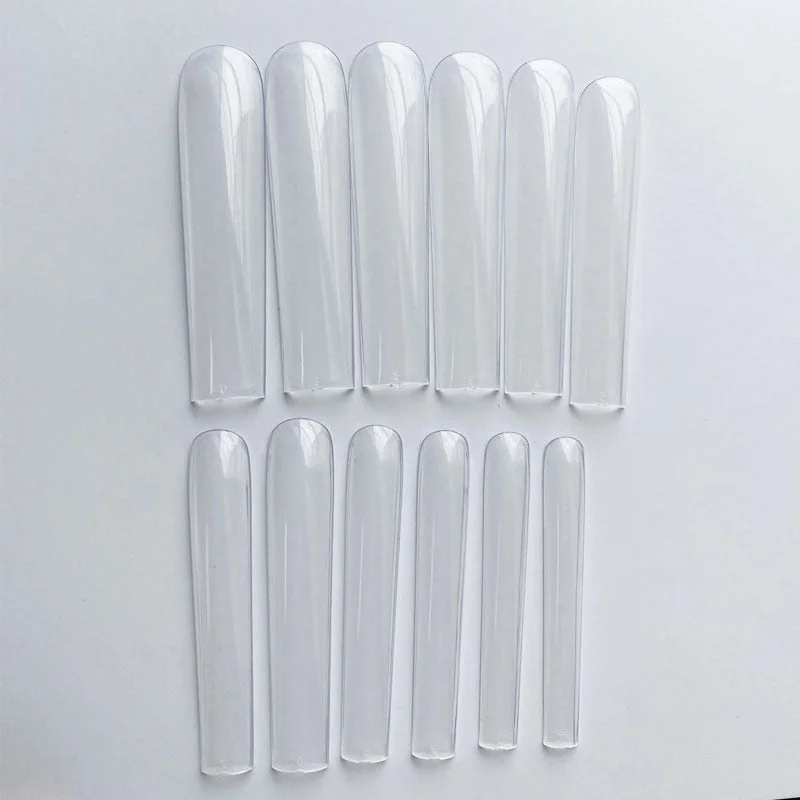 240pcs Gelly Tips Soft Gel Nail Extension Tips Full Cover Pre-shaped Sculpted Long Coffin Stiletto False Tip Quick Building Mold-Nail Inspo