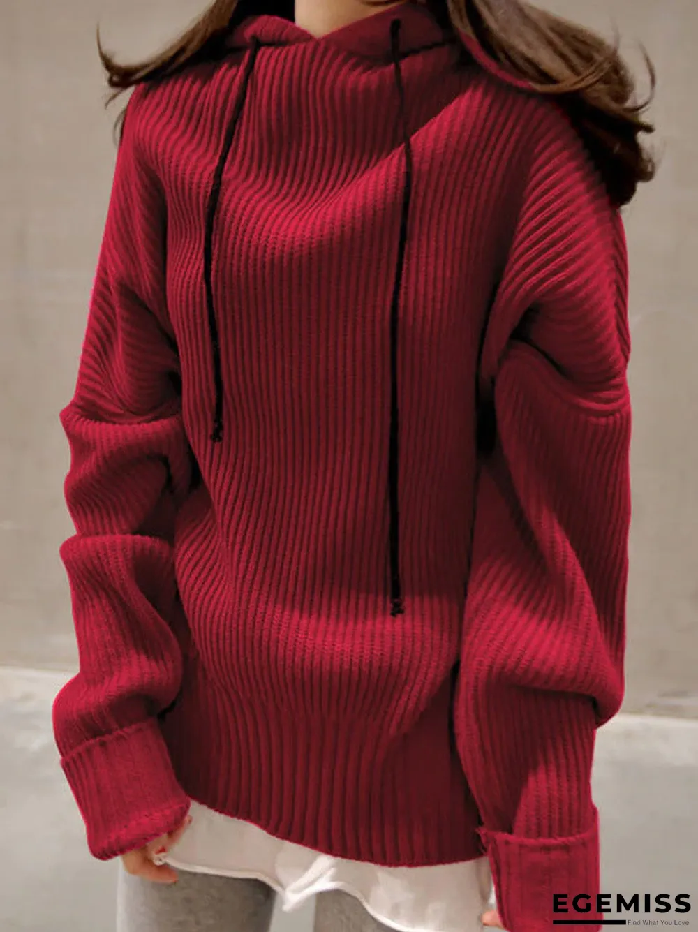 Boat Neck Knitted Long Sleeve Sweater | EGEMISS