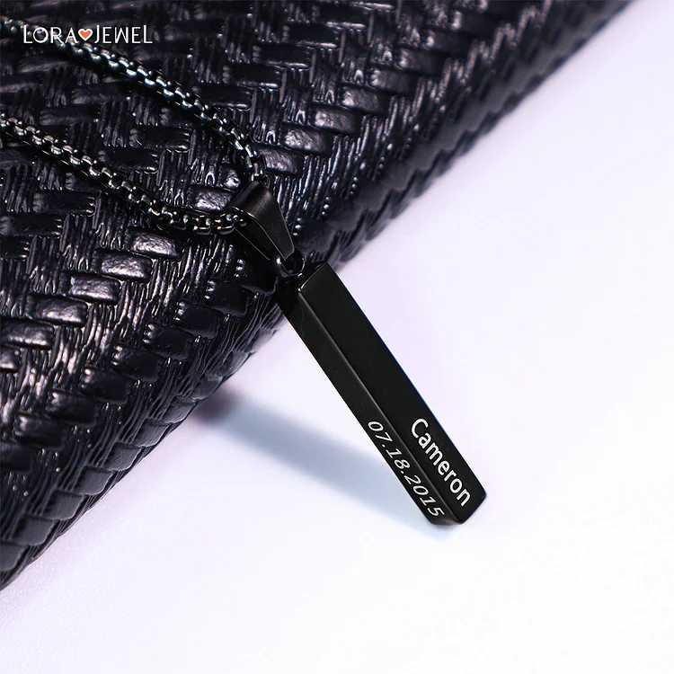 Collana a barra cubica acciaio inox per uomo papà nonno marito fidanzato 4 testi personalizzabili