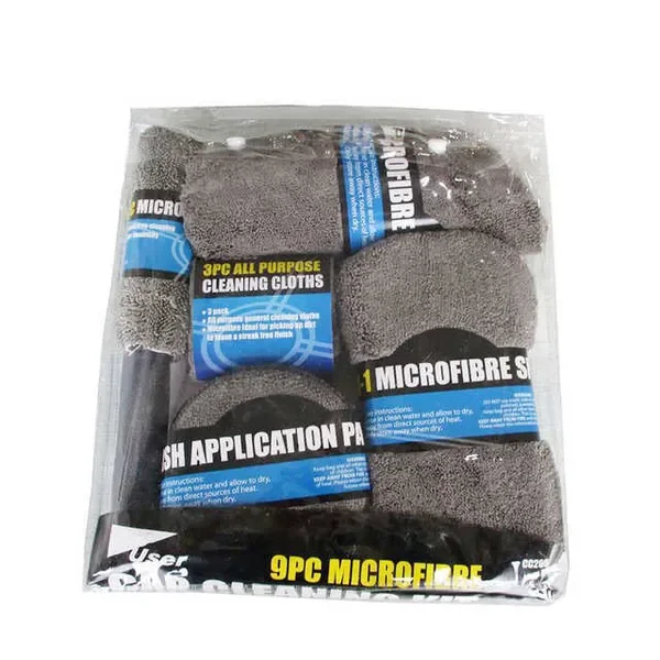New 9Pcs Wash Cleaning Kit Microfiber Towels Detailing Rim Brush Washing Glove Sponge Polish Pads Car Detail Tools