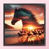 Silhouette - Horse-11CT Stamped Cross Stitch 40*40cm/15.75*15.75in