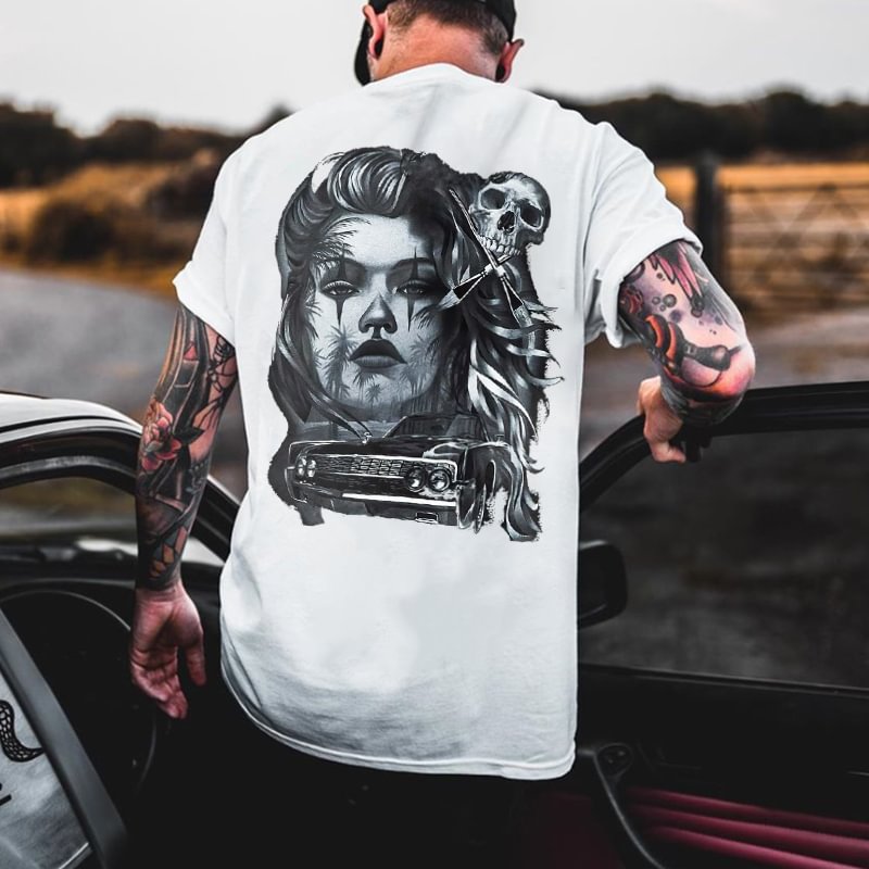 Skull Women Car Printed Men's T-shirt Designer - Krazyskull