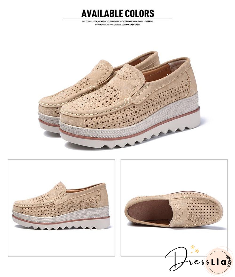Women Shoes Platform Sneakers Slip on Flats Loafers Moccasins Hollow Out Casual Shoes