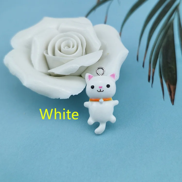 10pcs/pack Kawaii Cat Charms Pendants for Jewelry Making Animal Kitten Resin Charms Jewlery Findings DIY Craft