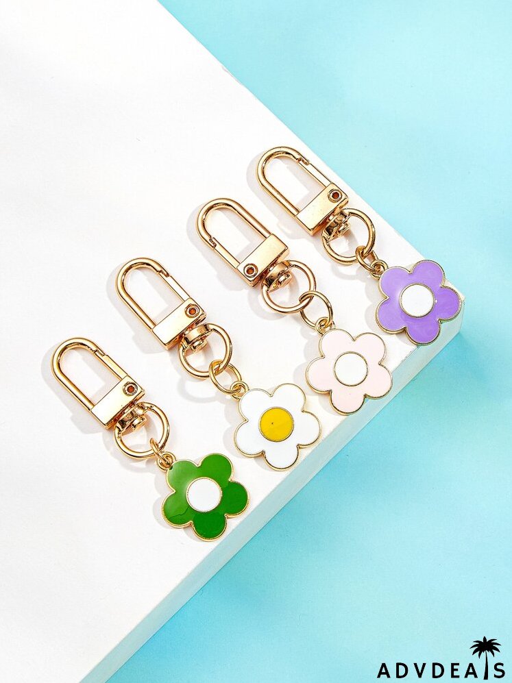 4pcs Flower Pendant Keychain